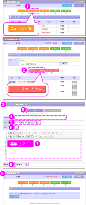 �j���[�X�y�[�W�쐬